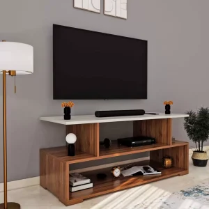 Soami Craft Wood Tv Unit for Living Room Floor Standing Tv Cabinet with Storage Shelf Engineered Wood TV Entertainment Unit  (Finish Color – Brown, DIY(Do-It-Yourself))