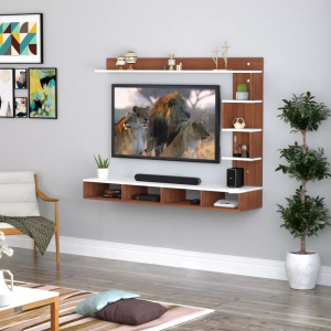 Soami Crafts Engineered Wood TV Entertainment Unit  (Finish Color – Walnut White, DIY(Do-It-Yourself))