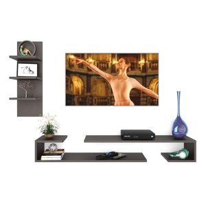 Soami Crafts Black Stack Engineered Wood TV Entertainment Wall Unit (Standard, Wenge)