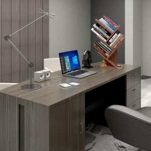 Soami Crafts Engineering Wood Studio Shelf Bookcase Space Saving Holder Books Office Desk Organizer (Matte, Classic Walnut)