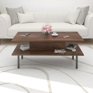 Soami Crafts Engineered Wood Coffee Center Sofa Tea/Teapoy Console Table with Metal Legs