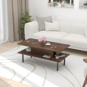 Soami Crafts Engineered Wood Coffee Center Sofa Tea/Teapoy Console Table with Metal Legs