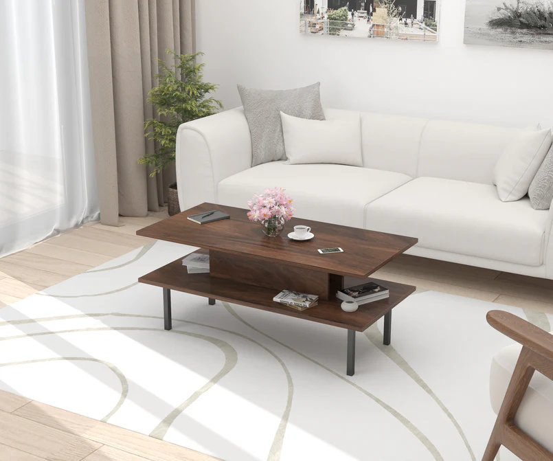 Soami Crafts Engineered Wood Coffee Center Sofa Tea/Teapoy Console Table with Metal Legs - Image 2