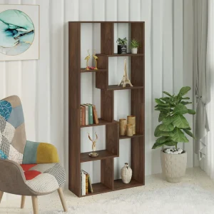 Jameye Bookshelf Cabinet Book Rack Organizer with Shelves for Décor Display (Brown Maple)