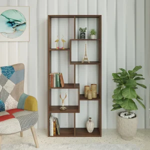 Jameye Bookshelf Cabinet Book Rack Organizer with Shelves for Décor Display (Brown Maple)