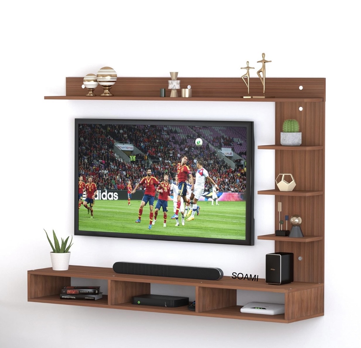 TV cabinet unit Wall mount Brown/White - Image 4