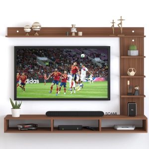 TV cabinet unit Wall mount Brown/White