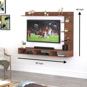 TV cabinet unit Wall mount Brown/White